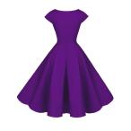 FAIRY COUPLE Vintage Rockabilly Cap Sleeves Prom Dress 4XL Purple