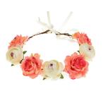 June Bloomy Women Rose Floral Crown Hair Wreath Leave Flower Headband