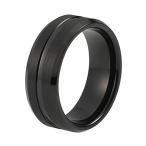 Milo Bruno Grooved Center Tungsten Wedding Ring (Black) - 10