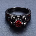 Bamos Jewelry Halloween Womens Ruby Six Claws Four skull Black Gold We