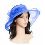 qnprt Women's Kentucky Derby Hat,Summer Fascinator Flowers Wide Brim O