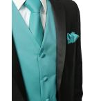 3 Pcs Vest + Tie + Hankie Fashion Turquoise Men's Formal Dress Suit Sl