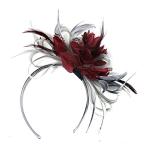 Caprilite Silver Grey and Burgundy Dark Red Fascinator Headband Weddin