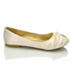 Essex Glam Womens Ivory Satin Lace Pearl Bridal Ballerina Pumps 10 2A(