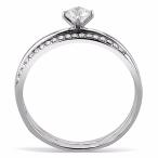 Lanyjewelry 4x4mm Round Clear CZ Stainless Steel Small Delicate Band R