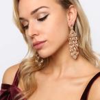 Women's Filigree Marquise Droplets Cascade Gala Drop Clip On Earrings