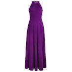 STYLEWORD Women's Off Shoulder Elegant Maxi Long Dress(Purple,M)