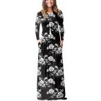 Women's Floral Print Tunic Maxi Dresses with Sleeves Casual Loose Plai