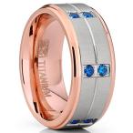 Metal Masters Co. Rose Gold Tone Titanium Wedding Band Ring with Blue