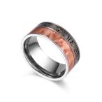 POYA 10mm Titanium Ring Deer Antler and hammered Copper Inlay Mens Wed