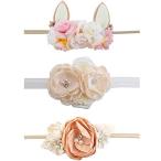 Baby Girl Floral Headbands Set - 3pcs Flower Crown Newborn Toddler Hai