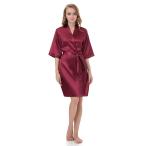 gusuqing Women's Pure Color Short Kimono Robe Sleeve Bridesmaid Robe D