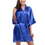 Laurel Snow Women's Short Satin Kimono Robes Pure Color Sleepwear Bath