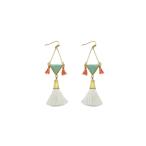 Panacea Womens Mint Triangle Stone Tassel Earrings, White, One Size