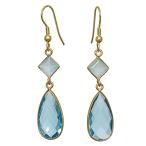 Sitara Collections SC10321 Gold-Plated Hydro Glass Earrings, Blue Topa