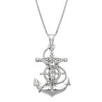 Honolulu Jewelry Company Sterling Silver Crucified Jesus on an Anchor