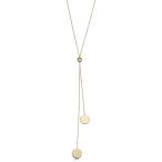 Kooljewelry 14k Yellow Gold Double Disc Lariat Necklace (adjusts up to