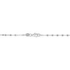 Sterling Silver Mirror Link Diamond-Cut Oval Bead Anklet (4mm, 10 inch