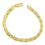 18k Yellow Gold over Silver Braided Herringbone Bracelet (7.5 Inch)