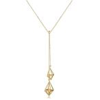 14k Yellow Gold Double Haxagon Pyramid Drop Necklace (adjusts to 17" o