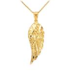 Religious Jewelry by FDJ Textured 14k Yellow Gold Angel Wing Charm Pen