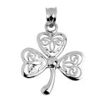 925 Sterling Silver Irish Celtic Three Leaf Clover Good Luck Charm