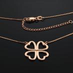 14k Rose Gold Four-Leaf Heart Clover Necklace (18 Inches)