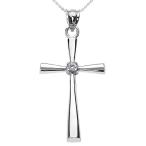 Religious Jewelry by FDJ Solitaire Diamond Cross Pendant Necklace in 9
