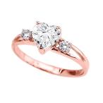 Precious 10k Rose Gold CZ Heart Proposal/Promise Ring with White Topaz