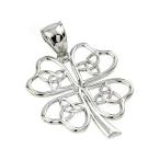 925 Sterling Silver Open Design Trinity Knot Lucky Four-Leaf Clover Ch