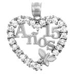 Sterling Silver Sweet 15 Anos Quinceanera Necklace with Cubic Zirconia