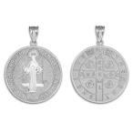 925 Sterling Silver Saint Benedict Medal Protection Pendant Necklace (