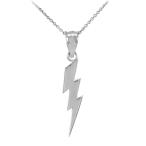 High Polish 925 Sterling Silver Lightning Bolt Charm Pendant Necklace,
