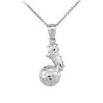 Soccer Ball with Shoe Charm Pendant Necklace in Polished 925 Sterling