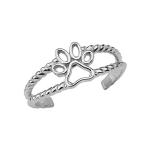 Fine Sterling Silver Dog Paw Print Double Rope Toe Ring