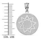 Sterling Silver Nine Pointed Star Bahai Bah?'? Faith Disc Pendant Neck