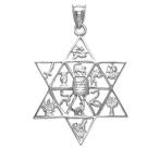 Fine 925 Sterling Silver Jewish Star of David Charm 12 Tribes of Israe