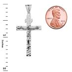 Fine Sterling Silver Hammered Crucifix Cross Pendant