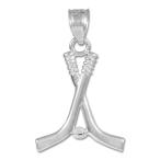 Sports Charms 925 Sterling Silver Ice Hockey Sticks and Puck Winter Pe