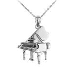 925 Sterling Silver Music Charm Grand Piano Pendant Necklace, 16"