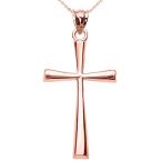 Religious Jewelry by FDJ Solid 14k Rose Gold Simple Cross Pendant Neck