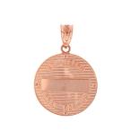 Solid 10k Rose Gold Saint Joseph Diamond Round Medal Charm Pendant (1"