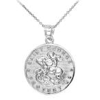 925 Sterling Silver Saint George Medal Protection Charm Pendant Neckla