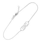 High Polish 14k White Gold Double Infinity Bracelet, 7.5" Adjustable t