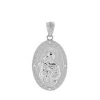 Fine 925 Sterling Silver Saint Joseph Medallion CZ Oval Charm Pendant
