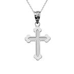 Dainty Greek Orthodox Cross Pendant Necklace in Solid Sterling Silver,