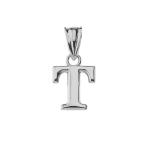 Fine Personalized Initial T Charm Pendant in Solid Sterling Silver