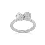 Unique Sterling Silver Lucky Dice Rope Ring (Size 5.5)