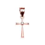 Religious Jewelry by FDJ 10k Rose Gold Solitaire Diamond Cross Delicat