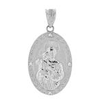 Saint Collection Fine 925 Sterling Silver CZ-Accented St Joseph Oval M